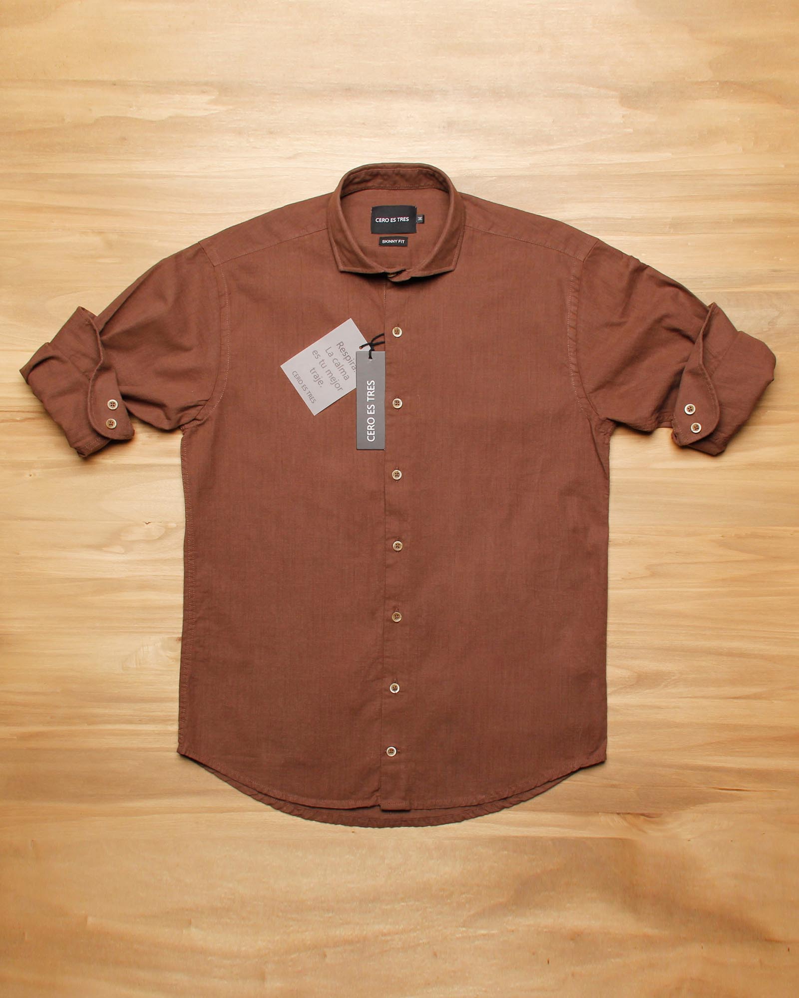 6524SKSPCH - CAMISA ACAPULCO SKSP LINO CHOCOLATE